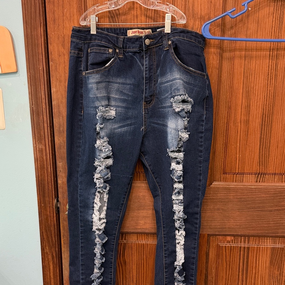 Judy Blue Dark Blue Ripped Skinny Jeans